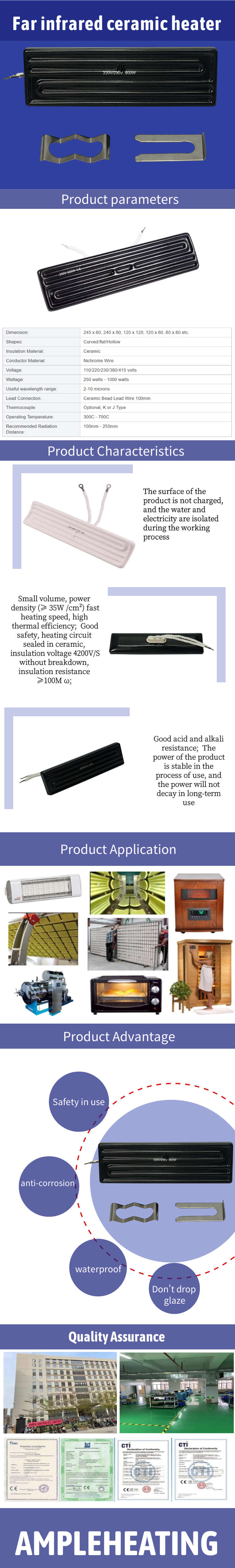 220v 200w 500w Electric flexible far infrared elstein ir ceramic heater  element plate for sunna heating